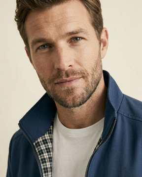 St. Martin Co Navy Harrington Zip Jacket Printed Lining — detail view