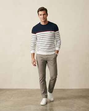 St. Martin Co LC Breton Stripe Cotton Crewneck Sweater — front view