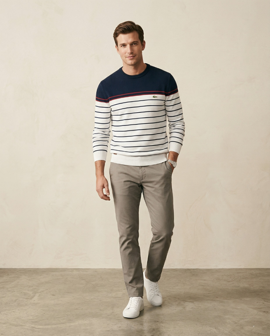 St. Martin Co LC Breton Stripe Cotton Crewneck Sweater — front view
