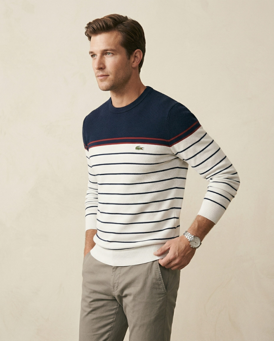 St. Martin Co LC Breton Stripe Cotton Crewneck Sweater — back view