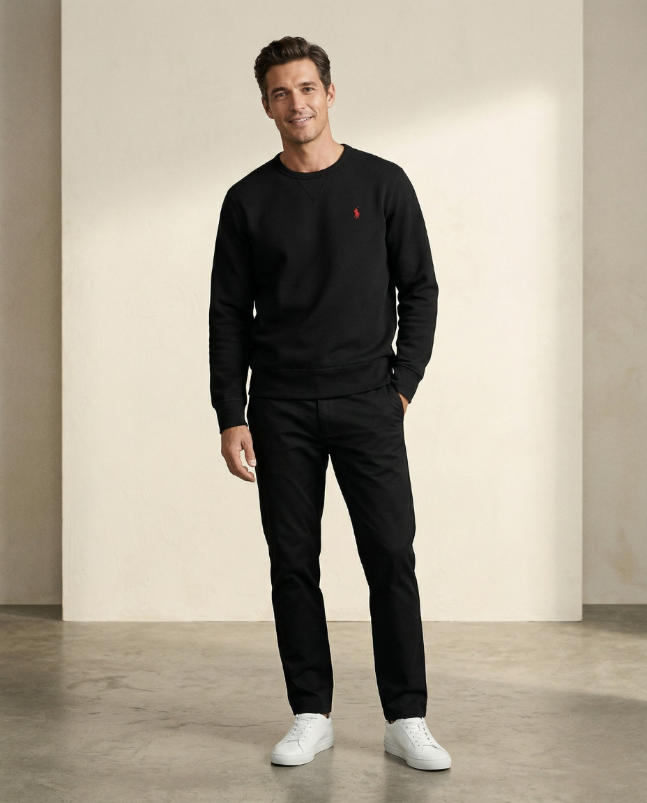 St. Martin Co RL Black Fleece Crewneck Sweatshirt — back view