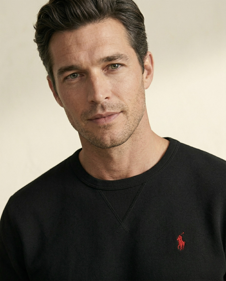 St. Martin Co RL Black Fleece Crewneck Sweatshirt — detail view
