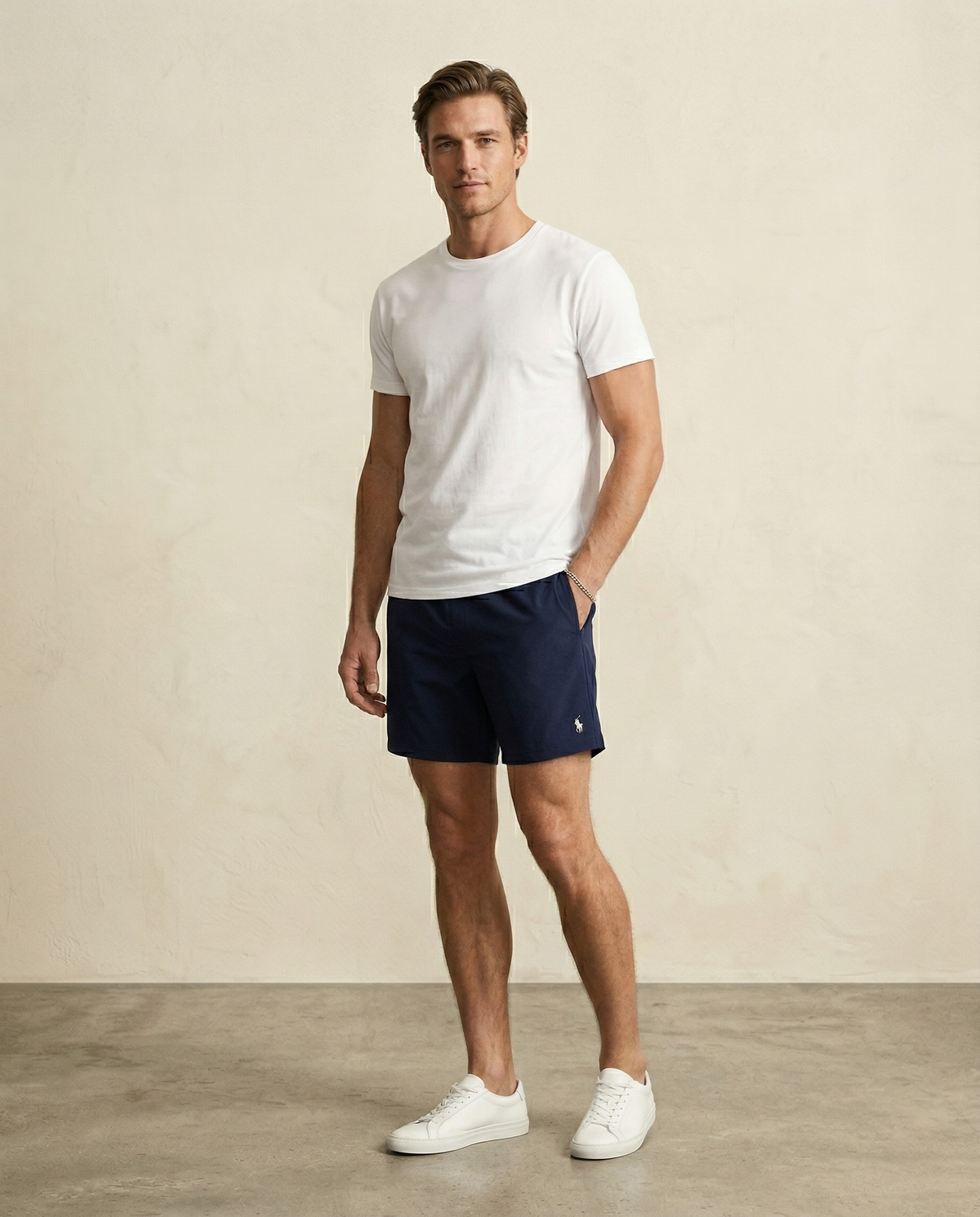 St. Martin Co RL Navy Drawstring Sport Short — front view
