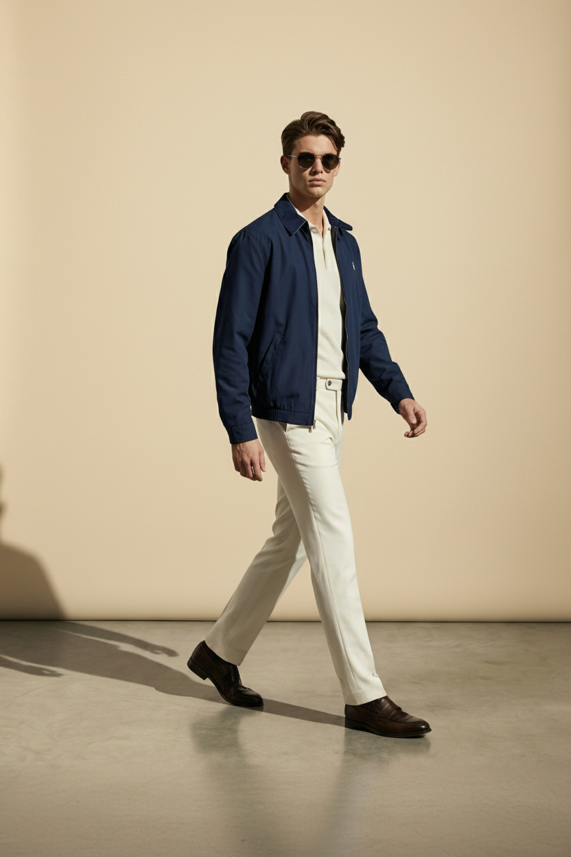 St. Martin Co RL Navy Club Harrington Jacket — front view