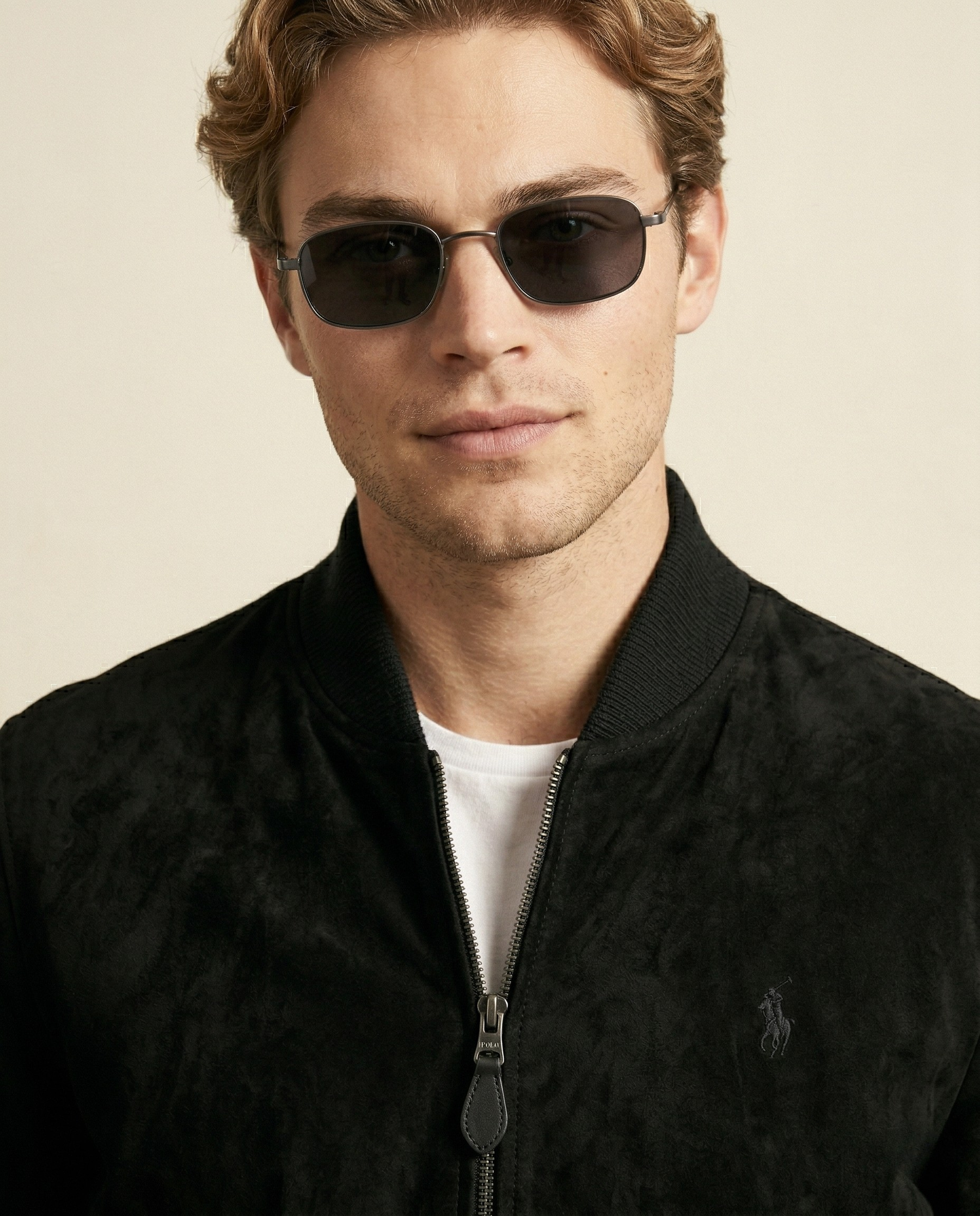 St. Martin Co RL Black Suede Varsity Collar Bomber — side view