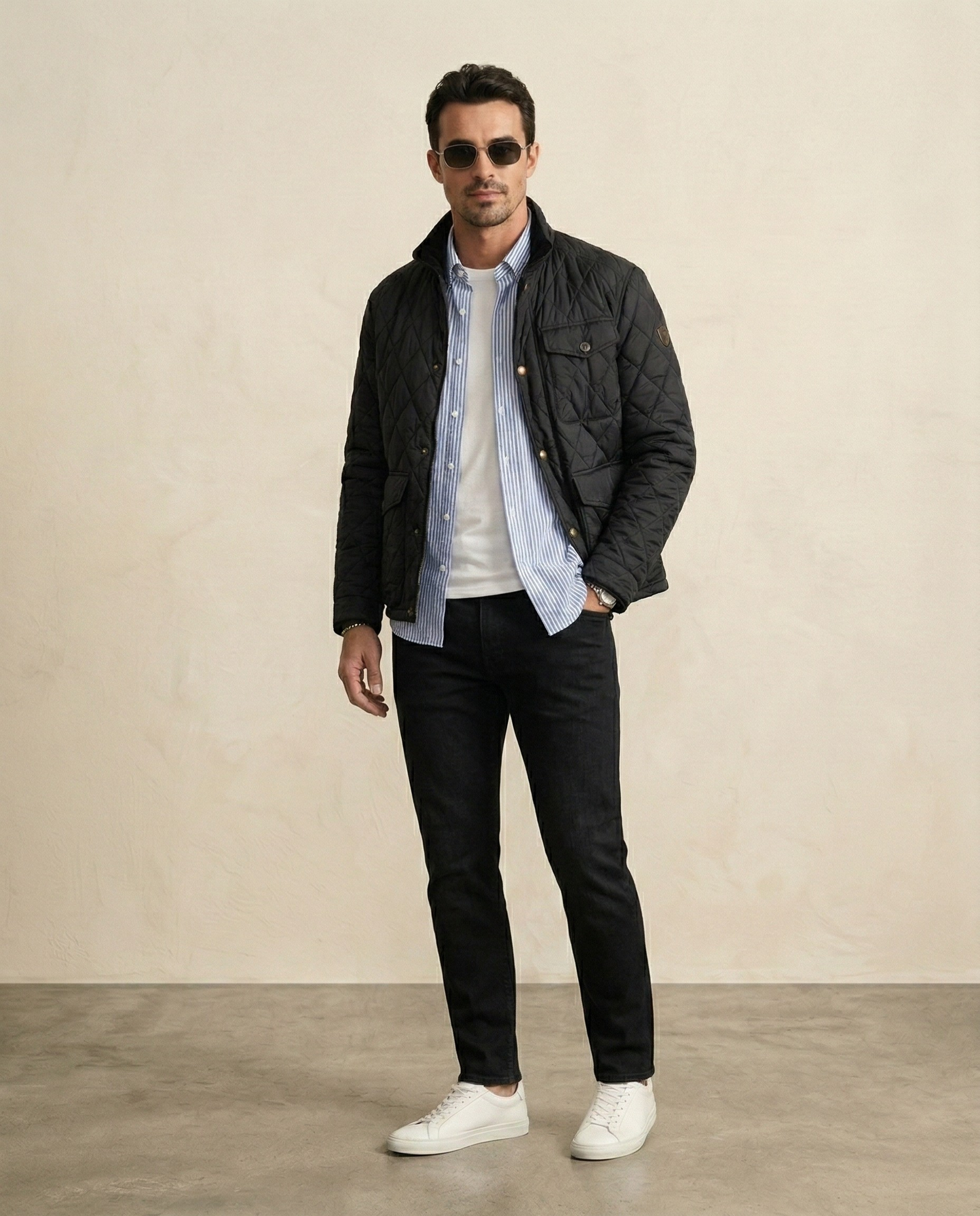 St. Martin Co RL Diamond-Quilted Snap-Collar Field Jacket — back view