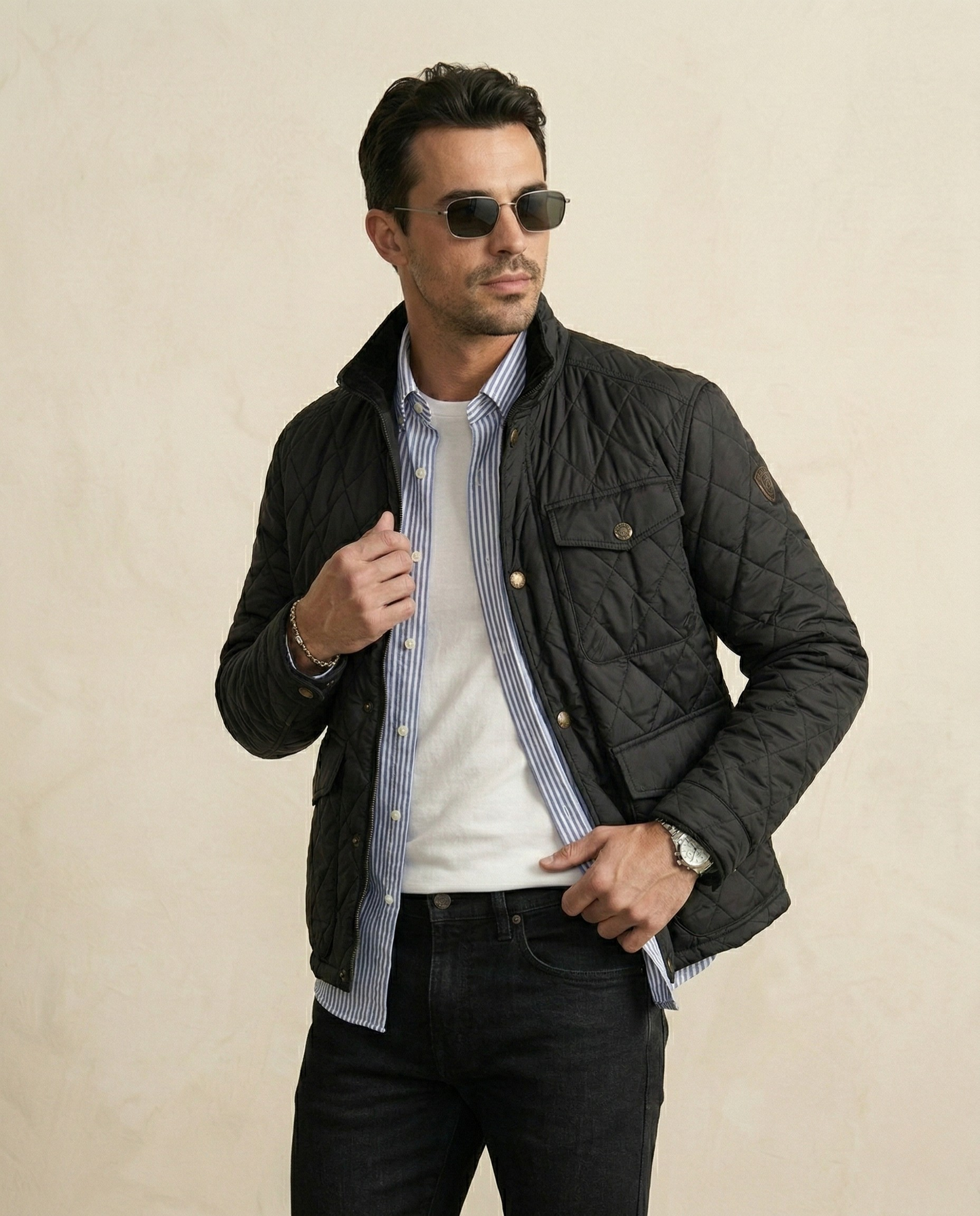 St. Martin Co RL Diamond-Quilted Snap-Collar Field Jacket — front view