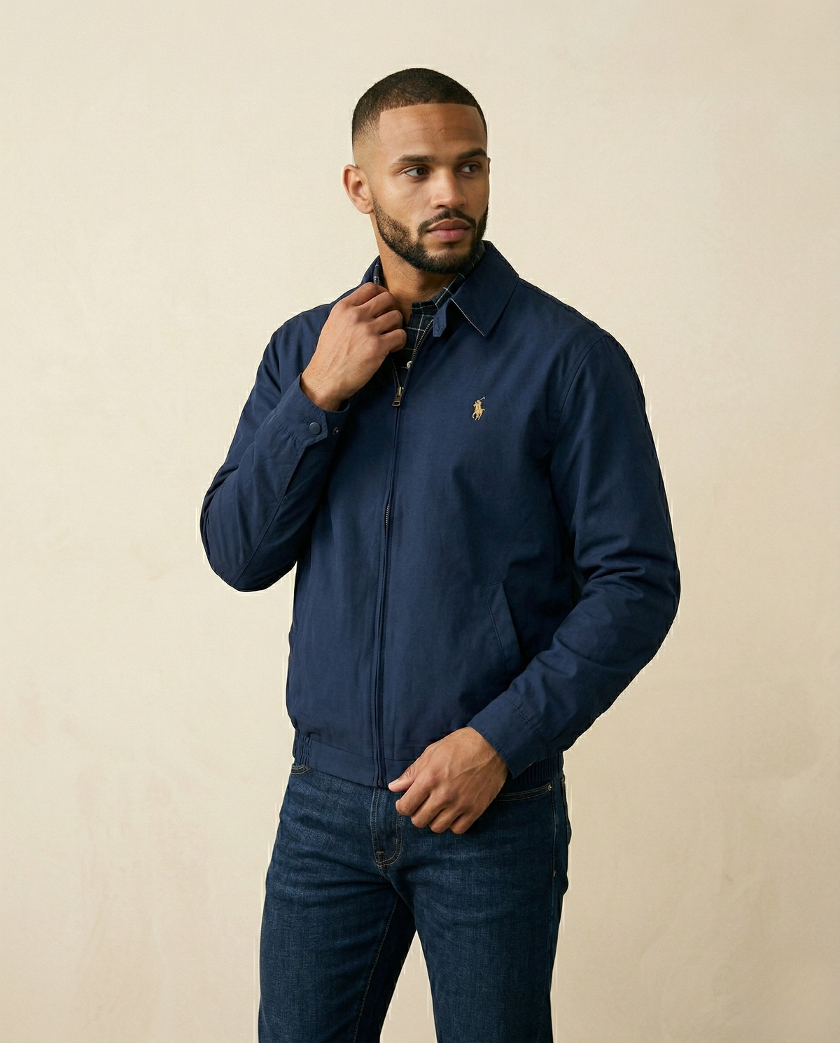 St. Martin Co RL Navy Bi-Swing Harrington Jacket — back view