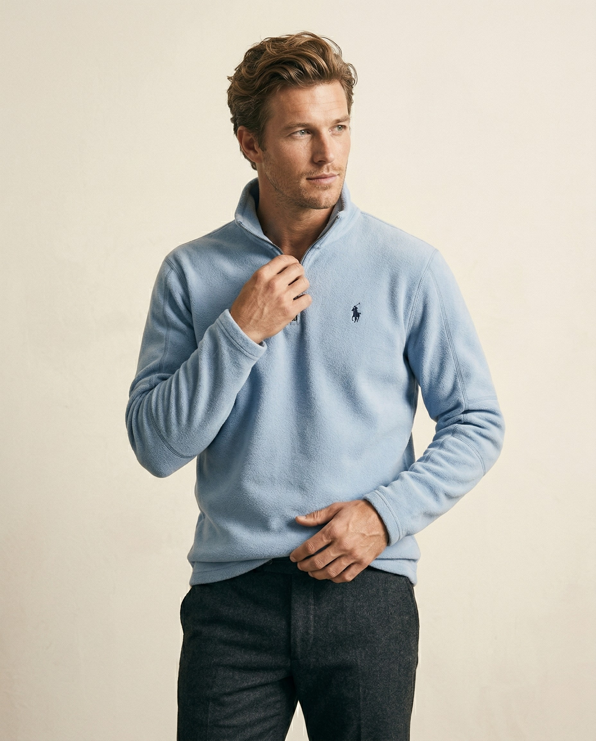 St. Martin Co RL Harbour Blue Fleece Half-Zip — back view