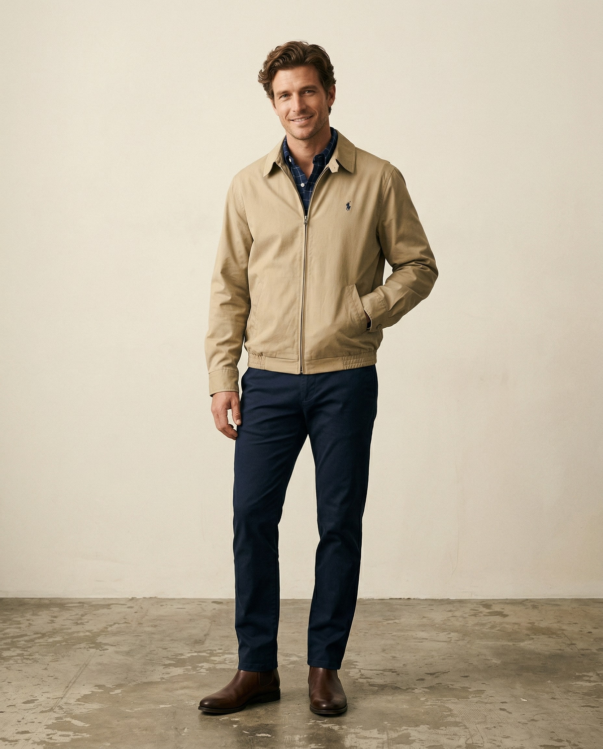 St. Martin Co RL Tan Harrington Zip Bomber — front view