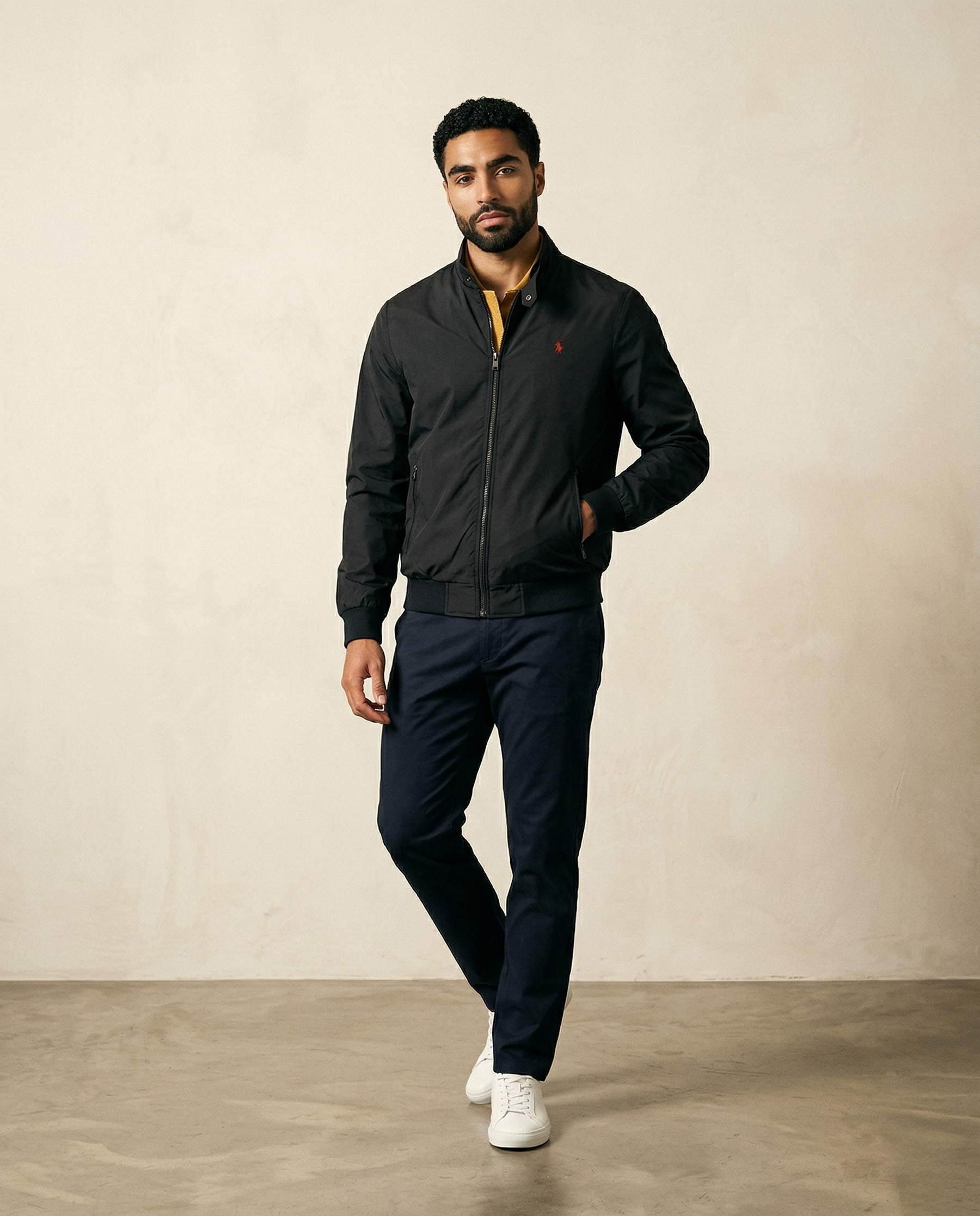 St. Martin Co RL Black Harrington Zip-Through Jacket — front view