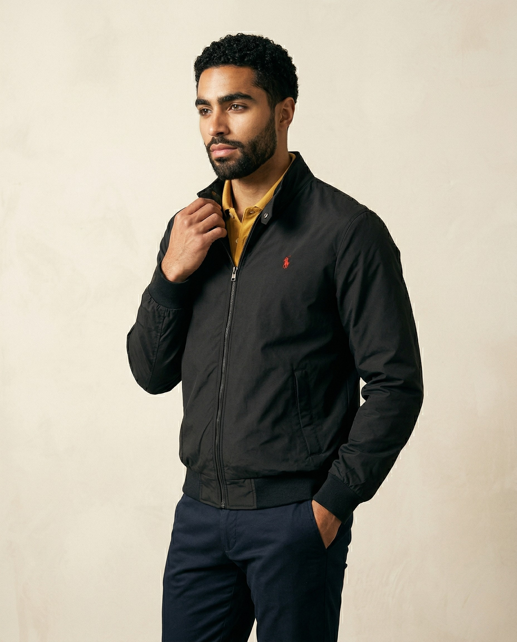 St. Martin Co RL Black Harrington Zip-Through Jacket — back view