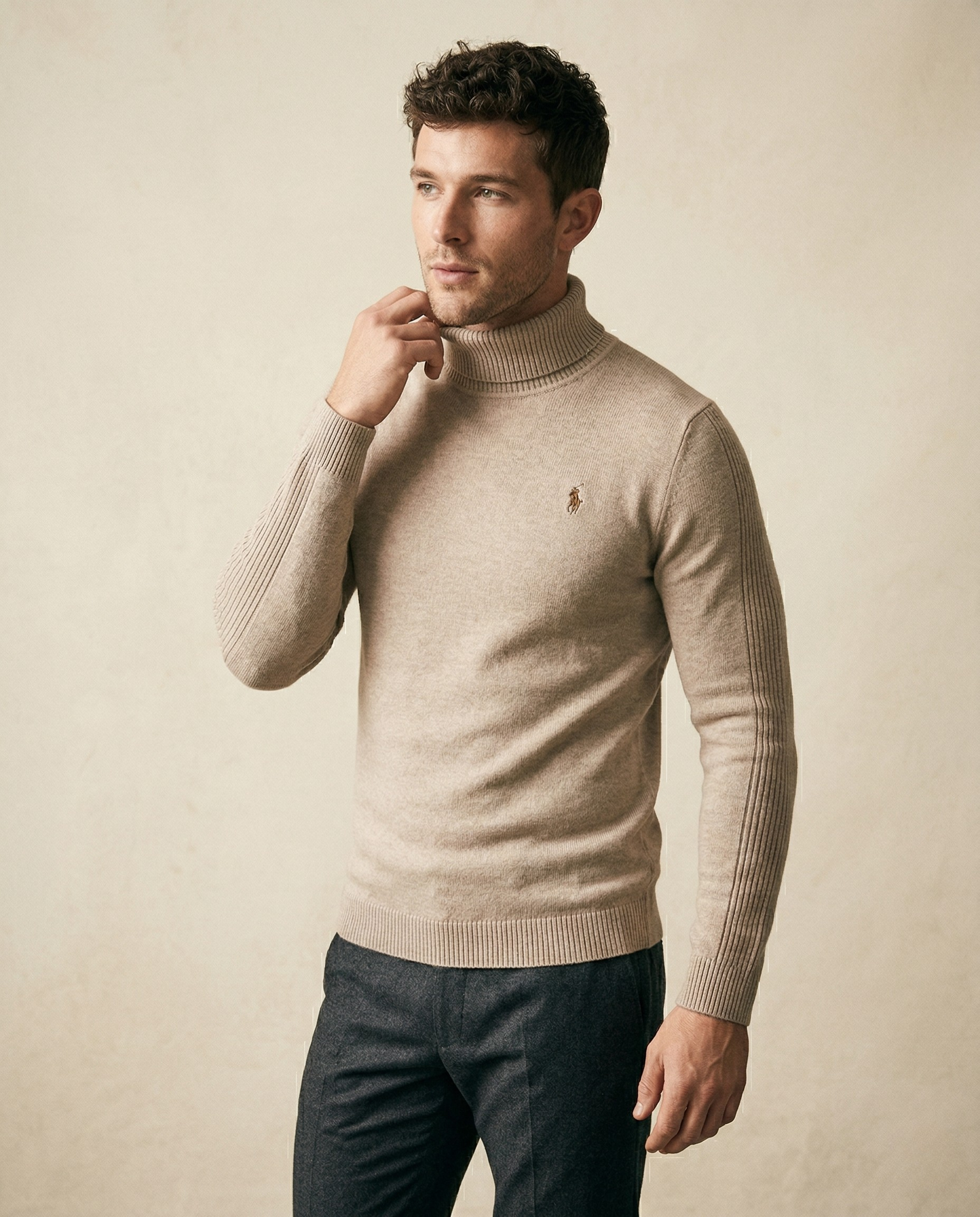 St. Martin Co RL Oatmeal Roll-Neck Knit Sweater — side view