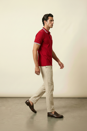 St. Martin Co HB Crimson Tipped Piqué Polo Shirt — lifestyle view