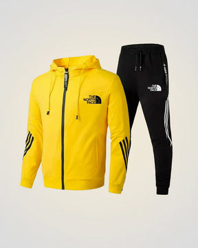 St. Martin Co TNF Red Track Zip Hoodie with Stripe Sleeves — detail view