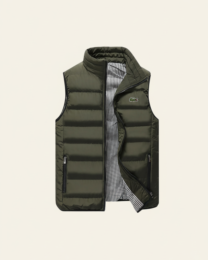St. Martin Co LC Quilted Down Gilet Houndstooth Lined — lifestyle view