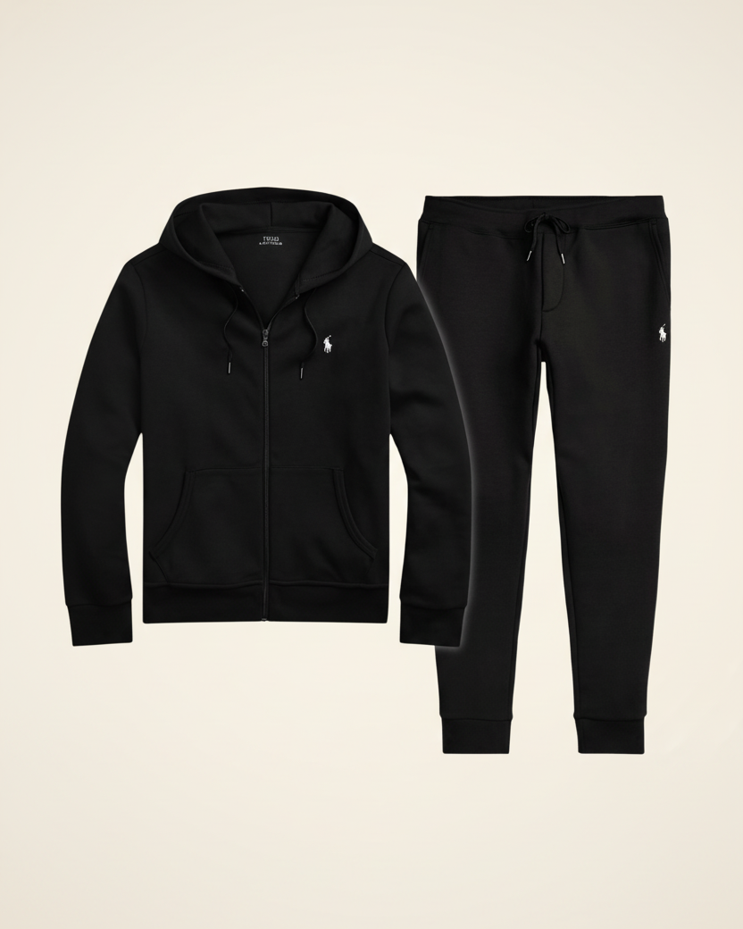 St. Martin Co Navy Full-Zip Hooded Fleece Tracksuit — detail view