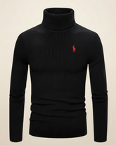 St. Martin Co RL Black Ribbed Roll Neck Sweater — front view