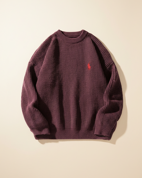 St. Martin Co RL Black Ribbed Crewneck Knit Sweater — lifestyle view
