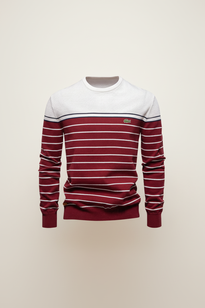 St. Martin Co LC Breton Stripe Cotton Crewneck Sweater — lifestyle view