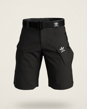 St. Martin Co Slate Grey Belted Technical Cargo Shorts — detail view
