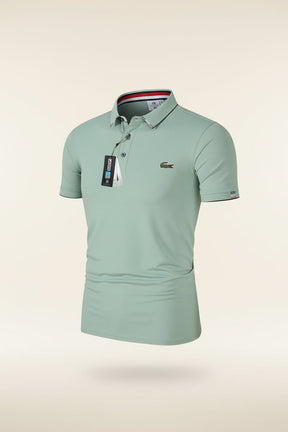 St. Martin Co LC Sky Blue Tipped Piqué Polo — lifestyle view