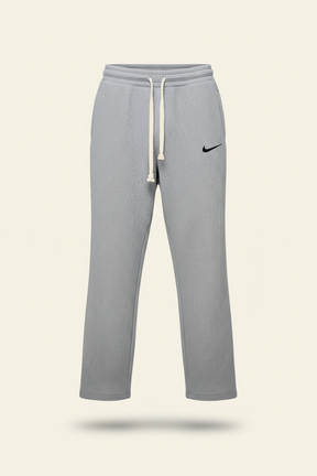 St. Martin Co Charcoal Waffle-Knit Drawstring Jogger Trousers — detail view