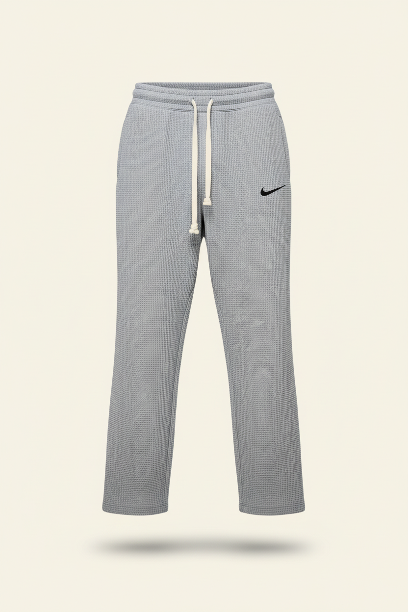 St. Martin Co Charcoal Waffle-Knit Drawstring Jogger Trousers — detail view