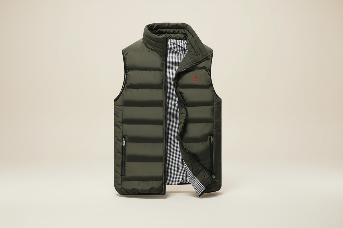 St. Martin Co RL Black Quilted Zip-Up Gilet — lifestyle view
