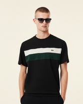 St. Martin Co Black Chest-Stripe Cotton Crewneck Tee — front view