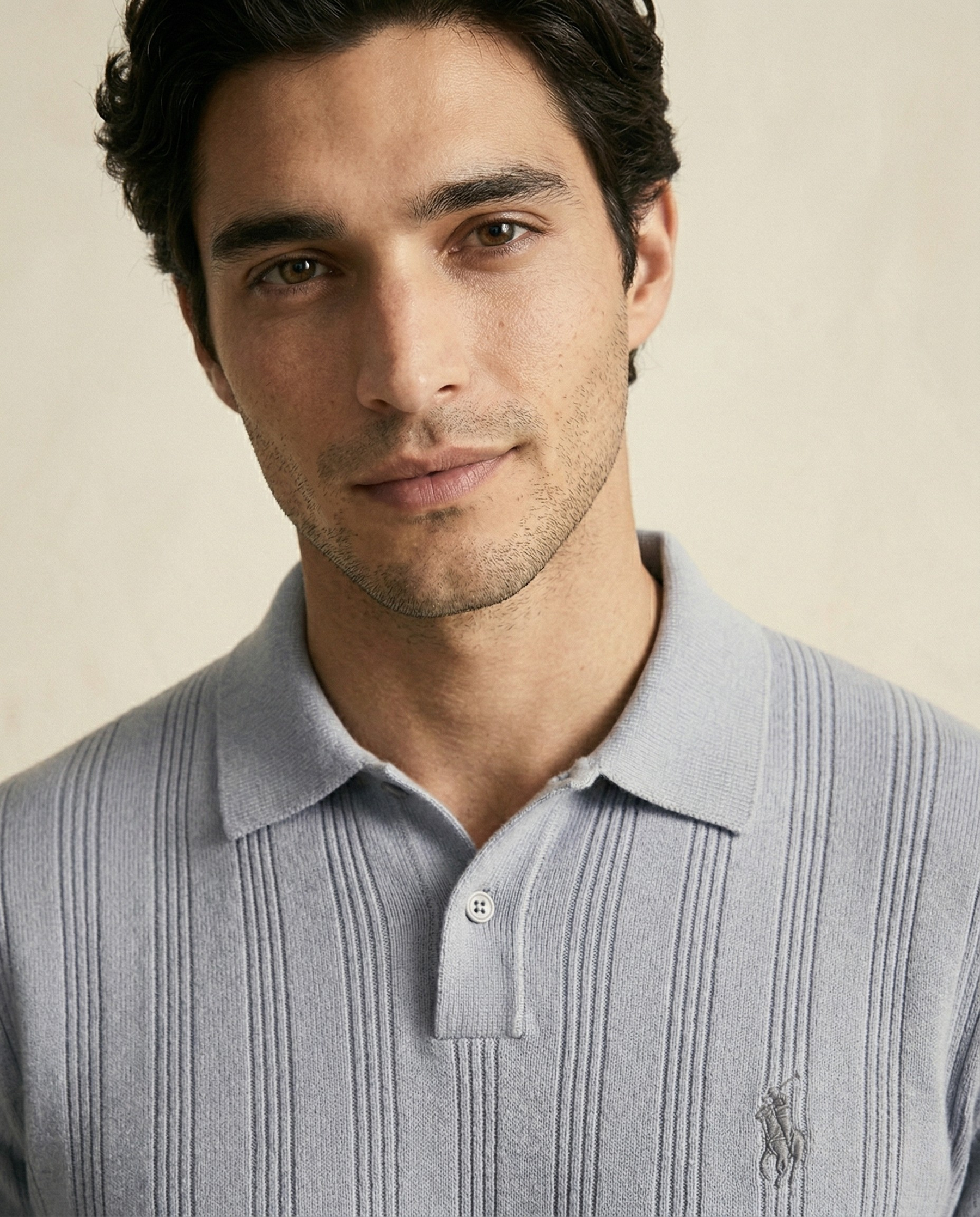 St. Martin Co RL Ribbed Knit Short Sleeve Polo — side view