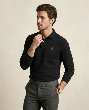 St. Martin Co RL Black Long-Sleeve Knit Polo — back view