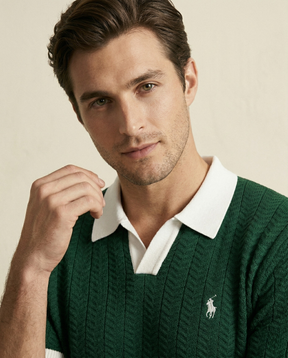 St. Martin Co RL Forest Chevron Knit Polo Shirt — side view