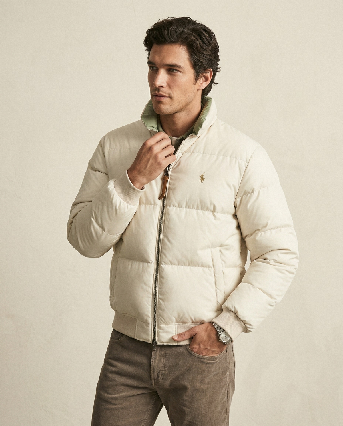 St. Martin Co RL Chalk Ripstop Quilted Zip Jacket — back view