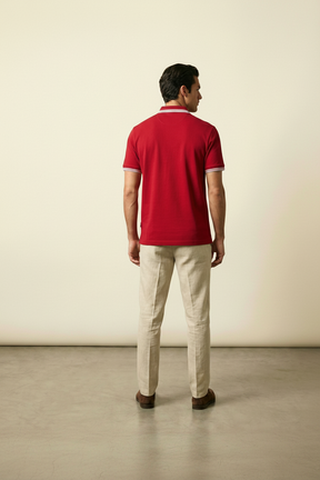 St. Martin Co HB Crimson Tipped Piqué Polo Shirt — detail view
