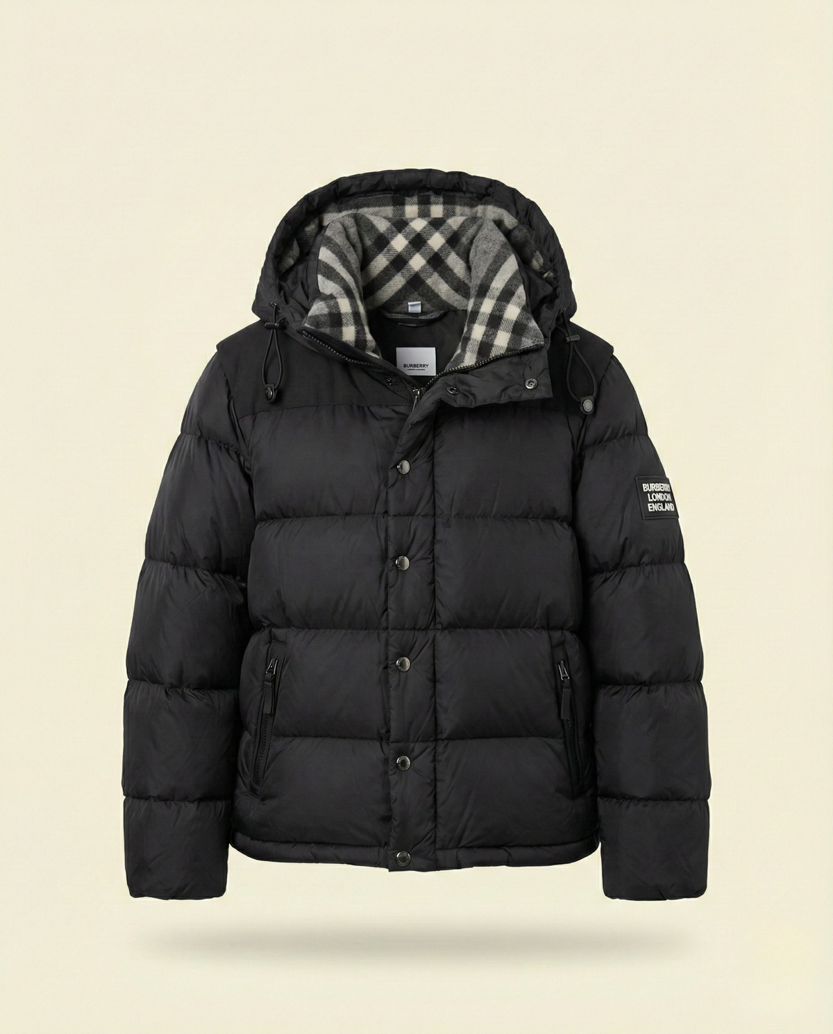 St. Martin Co Black Quilted Hooded Down Jacket — front view