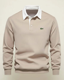 St. Martin Co LC Navy Rugby Collar Long-Sleeve Polo — detail view