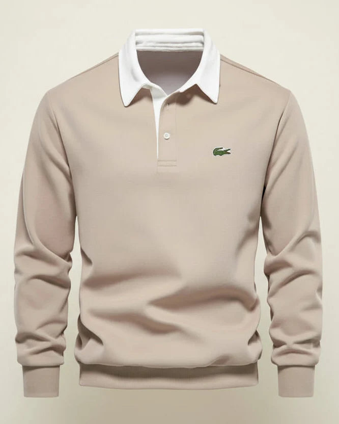 St. Martin Co LC Navy Rugby Collar Long-Sleeve Polo — detail view