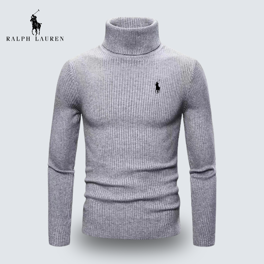 St. Martin Co RL Black Ribbed Roll Neck Sweater — detail view