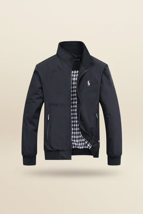 St. Martin Co RL Tan Harrington Gingham-Lined Zip Jacket — back view