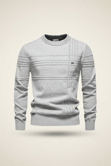 St. Martin Co LC Tonal Stripe Crewneck Knit in Navy — detail view