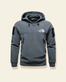 St. Martin Co TNF Dual-Fabric Black Technical Pullover Hood — lifestyle view
