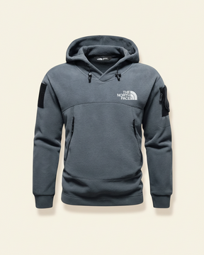St. Martin Co TNF Dual-Fabric Black Technical Pullover Hood — lifestyle view