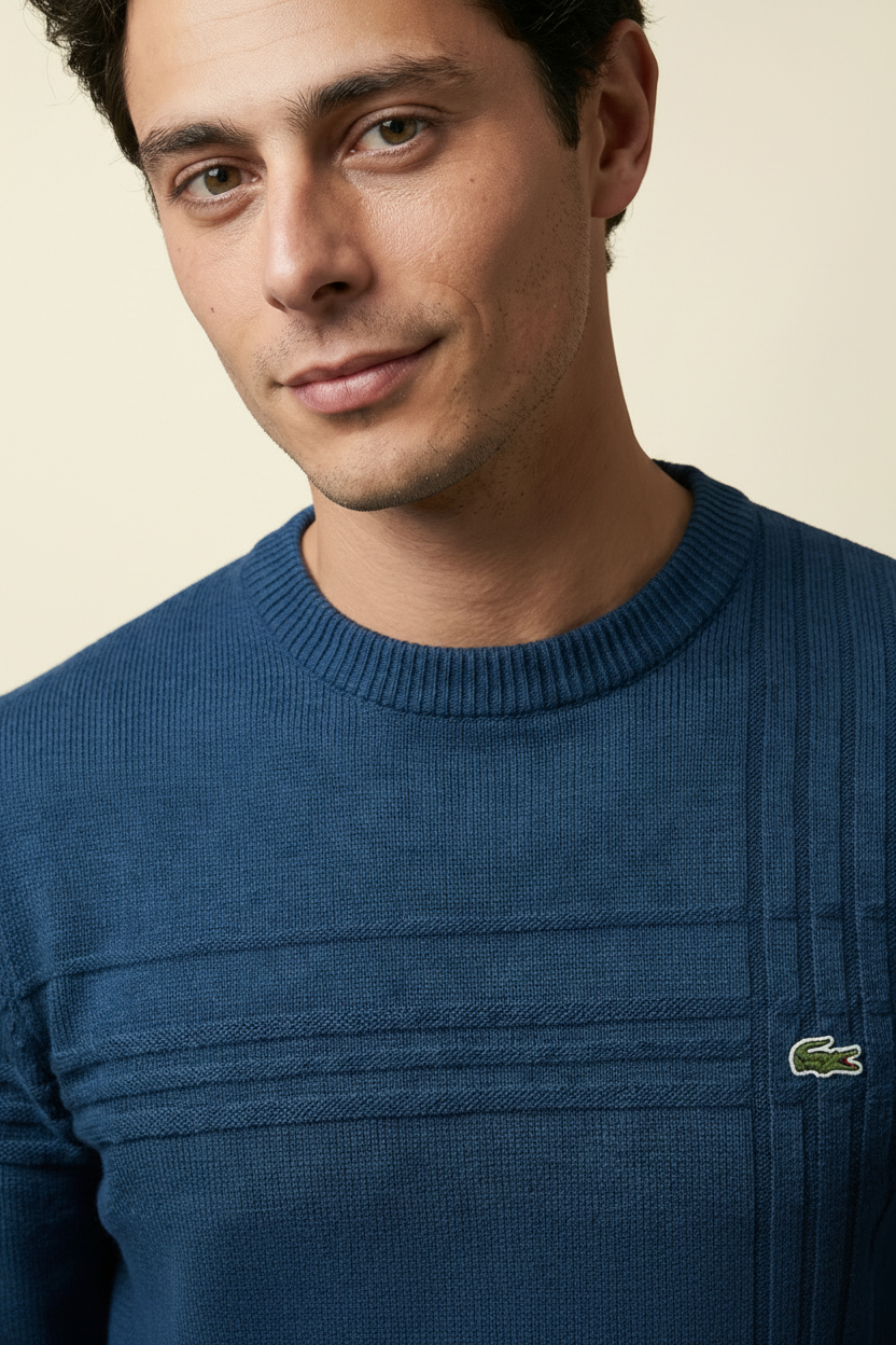 St. Martin Co LC Tonal Stripe Crewneck Knit in Navy — back view