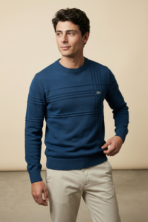 St. Martin Co LC Tonal Stripe Crewneck Knit in Navy — side view
