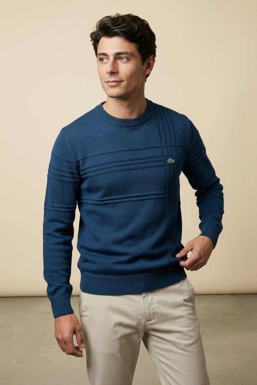 St. Martin Co LC Tonal Stripe Crewneck Knit in Navy — side view