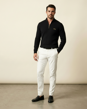 St. Martin Co HB Ribbed Quarter-Zip Black Knit — side view