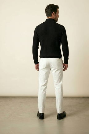 St. Martin Co HB Ribbed Quarter-Zip Black Knit — detail view