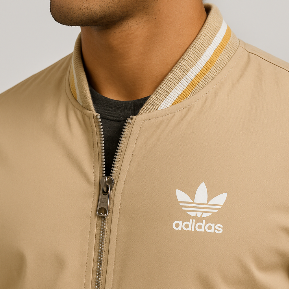 St. Martin Co AD Sand Stripe Collar Bomber Jacket — front view