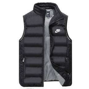 St. Martin Co Navy Quilted Insulated Gilet Gingham Lining — back view